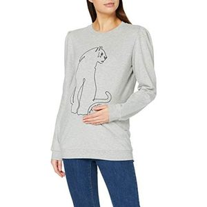 Supermom Dames Sweater Ls Leopard Grey Pullover, Grijs Melange - P628, XXL