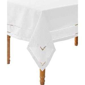 Violet Linnen Hem Stitch geborduurd vintage design Oblong