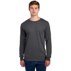 Jerzees Men's Dri-Power Cotton Blend Long Sleeve Tees, Moisture Wicking, Odor Protection, UPF 30+, Sizes S-3X, Black Heather, Medium