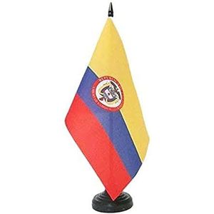 Colombia tafelvlag met wapens 21x14cm - KLEINE COLOMBIAANSE KANTOORVLAG 14 x 21 cm - AZ VLAG