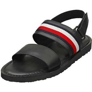 Tommy Hilfiger Heren CORE Hilfiger LTH sandalen met riempjes, zwart, 6.5 UK, Zwart, 40 EU