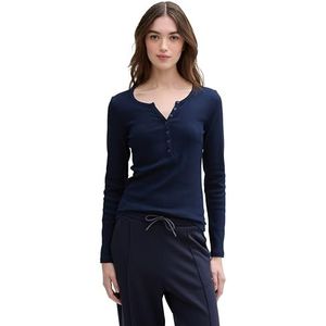 TOM TAILOR Denim Dames RIPP Henley shirt met lange mouwen, 10668 - Sky Captain Blue, XXL