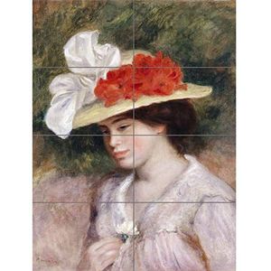 Pierre Auguste Renoir Vrouw In Een Bloeiende Hoed XL Giant Paneel Poster (8 Secties)