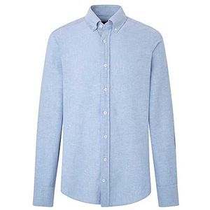 Hackett London Heren Melange Texture Shirt, Blauw (Blauw), 3XL, Blauw (blauw), 3XL