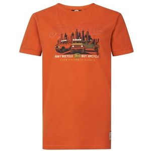 Petrol Industries T-shirt voor jongens SS ronde hals T-shirt voor kinderen, oranje roest, 14 Jaren