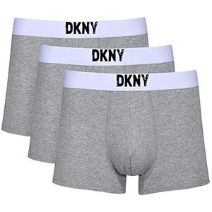 DKNY Heren Boxers in grijs met merkwitte contrasterende tailleband in katoenen mix stoffen shorts, Grijs, L