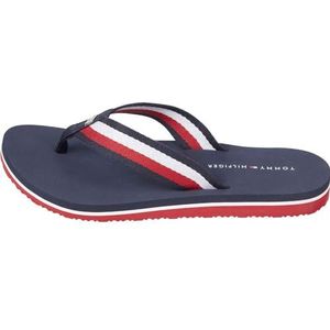 Tommy Hilfiger Dames Corporate Beach Sandaal Flip Flop, rood wit blauw, 7 UK, Rood Wit Blauw, 41 EU