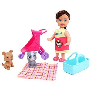 MELODY - Mini Pop en haar Dieren - Melody City - Mannequin Pop - 019391 - Multicolor - Plastic - Figuur - Pop - Wandeling - Kinder Speelgoed - Verjaardag - Vanaf 3 jaar