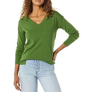 Amazon Essentials Women's Lichtgewicht tuniektrui met lange mouwen en V-hals (verkrijgbaar in grote maten), Groen, XS