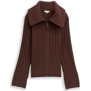 TOM TAILOR Cardigan gebreide jas voor dames, 39062 - Dark Pecan Brown Melange, XL