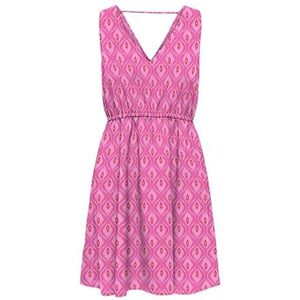 ONLY Dames Onlnova Life Vis Sara String Dress AOP, fuchsiapaars, XS