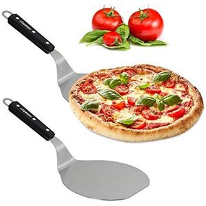 Relaxdays pizzaschep met houten handvat - pizzaspatel - roestvrij staal - pizza schep