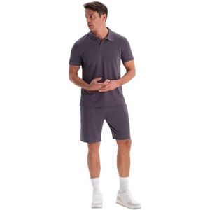 Dagi Smoke Knitted Regular Waist Pique Short Leg Shorts, L, smoke, L