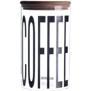 Villa d'Este Home Tivoli Bigismore koffieblik 1 l van glas, deksel van bamboe, transparant