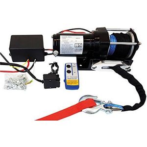 Berger + Schröter 12 V lier met afstandsbediening, 2722 kg trekkracht, synthetisch touw 12 m, voor quad, ATV, 4x4 en bedrijfsvoertuigen, met vrijloop, automatische rem en aluminium kabelvenster