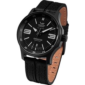 Vostok Europe Heren analoog automatisch horloge met lederen armband YN55-592C556, zwart, Riemen.