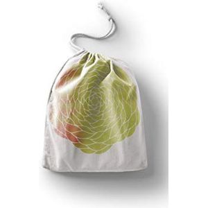 Bonamaison Bedrukte katoenen tassen met trekkoord, boodschappentas, buidel, stoffen zak, groentezak, herbruikbaar, milieuvriendelijk, multifunctioneel, opvouwbaar, grootte: 40x50 cm