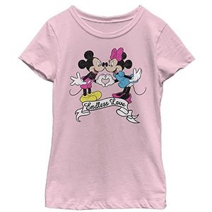 Disney Characters Endless Love Girl's Solid Crew Tee, Light Pink, X-Small, Rosa, XS
