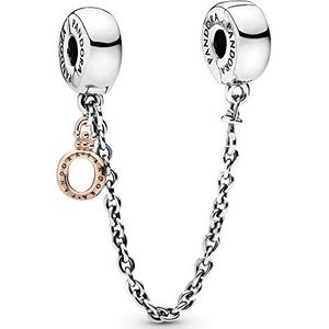 Pandora Crown O Signature Collection Comfortabele ketting in zilver-roségoud met sterling zilver en 14 karaat rosévergulde metaallegering, Eén maat, Sterling zilver, Geen edelsteen