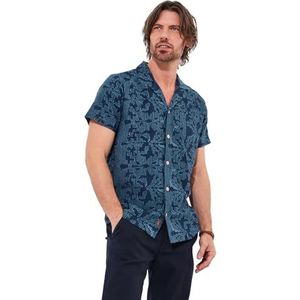 Joe Browns Herenmode geborduurd linnen mix geborduurd overhemd met revere kraag, marineblauw, XL
