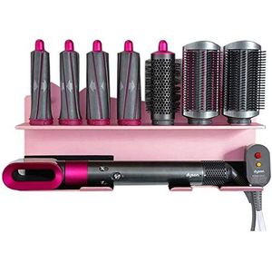 LUCHS wandhouder voor Dyson Airwrap haarstyler, krulspelden, haarkruller, standaard föhnhouder met 7 noppen voor verschillende opzetstukken, aluminium (roze)