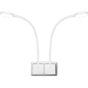 ENUOTEK 4W LED Bed Leeslampjes Wand Wandlampen Wit Dimbaar in Stopcontact met Flexibele Arm Dimfunctie Touch 350Lm Neutraal Wit 4000K Helderheid Dimbaar 2 Pack