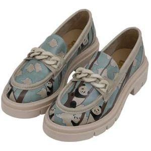 Women Vegan Leather Turquoise Loafers - Panda Hug Design