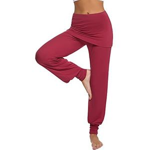 Sykooria Yogabroek voor dames, katoen, hoge taille, vrije tijd, pilates, elastische sportbroek met rok