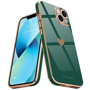 Atiyoo iPhone 13 Mini Case, zachte vloeibare siliconen hoes met gouden hartpatroon, hybride schokbestendige en valbestendige siliconen hoes, slanke siliconen beschermhoes voor iPhone 13 Mini