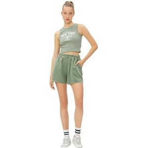 Koton Dames Relax Fit Drawstring Basic Shorts, kaki (853), L