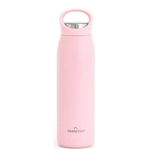 Grandties 700 ml geïsoleerde sportdrinkfles met lekvrij ergonomisch deksel met handvat - dubbelwandige drinkfles roestvrij staal houdt tot 24 uur warm (roze), ZL001210702