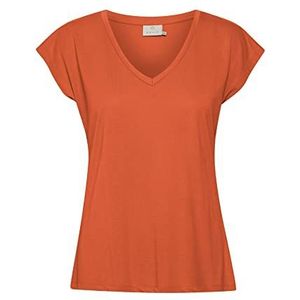 KAFFE Dames korte mouwen relaxed fit Kalise T-shirt dames, Vermillion oranje, XS