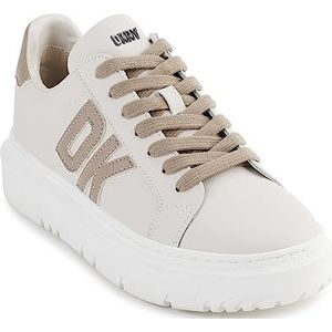 DKNY Dames Marian Lace Up Leather Sneaker, Pebble/Toffee, 37 EU, Pebble Toffee, 37 EU