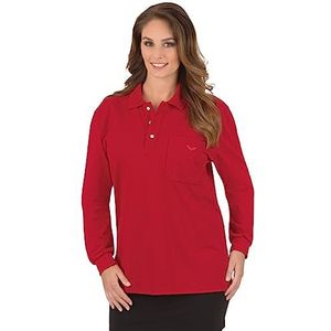 Trigema Poloshirt met lange mouwen voor dames, rood (kers 036), XXL
