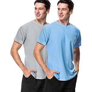 MeetHoo Rashguard UV-shirt voor heren, rash vest, uv-bescherming, zwemshirt UPF 50+, korte mouwen, voor surfen, zwemmen, hardlopen