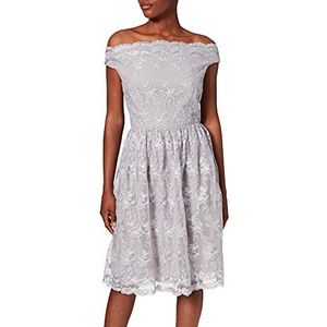 Little Mistress Vrouwen grijs Ditsy bloemen geborduurde mesh jurk partij, Grijs (Grijs 001), 32 NL