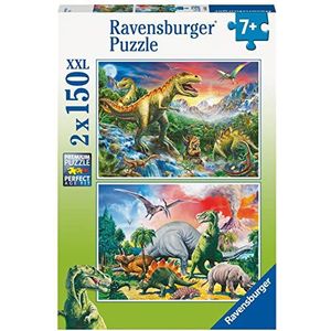 RAVENSBURGER PUZZLE 80563 80563 dinosaurussen, 2 x 150 stukjes puzzel voor kinderen vanaf 7 jaar