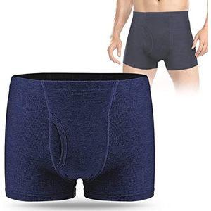 CARER BEAUTY Incontinentiebroek voor heren van katoen met absorberende pad, ademend, zacht, herbruikbaar, lekvrij, voor chirurgische patiënten en mensen met incontinentie, blauw-2XL
