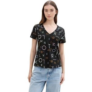 TOM TAILOR Denim T-shirt voor dames, 30891 - Zwarte Letter Print, L