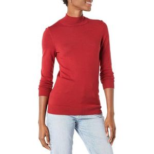 Amazon Essentials Lichtgewicht trui met mockneck voor dames (verkrijgbaar in grote maten), donkerrood, XS