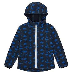 TOM TAILOR Softshelljas voor jongens met dinosaurusprint, 32673 - Navy Blue Dino Softshell Print, 128-134