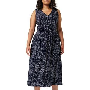 People Tree Robyn Leaf Print Jurk, Multi on Navy Blazer, 12