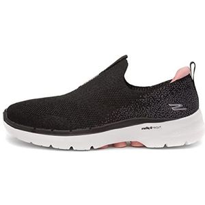 Skechers Go Walk 6 Glimmering Sneaker voor dames, Zwart textiel roze rand, 39.5 EU