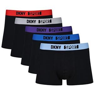 DKNY Heren Boxers in zwart | Superzachte katoenrijke stof met kleurrijke nylon elastische tailleband shorts, Zwart, M