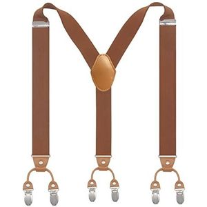 Cedriany Jarretel voor heren, 6 clips, Y-vormig, heavy duty met 3,5 cm bretels, elastische banden, Koffie, one size