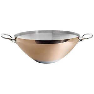 De Buyer - Prima Matera - Inductiewok - Zilver - Diameter 32 cm, Inhoud 5,7 liter, Glazen Deksel