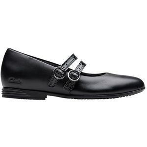 Clarks Originals Finja Bar O schoen uniseks, zwart leer, 32,5 EU