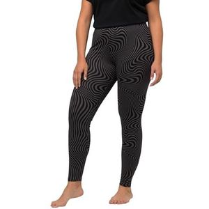 Ulla Popken Dames Jersey, bedrukt, stretchjersey, elastische tailleband leggings, antraciet, 42/44