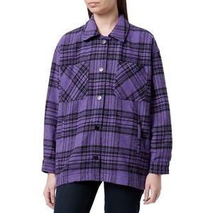 Koton Dames geruit pocket shacket shirt, Paars design (3D7), 38