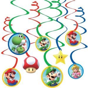 amscan 671554 Super Mario-draaislingers, 12 stuks